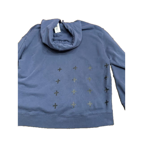 Ksubi Blue Pullover Hoodie Cross Print Streetwear Sweatshirt L NWT Flawed - Picture 5 of 10
